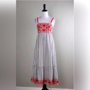 Kate Spade Broome Street Red Embroidered w/ Stripes Dress M